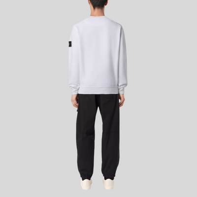Sweatshirt Col Rond à Détails Côtelés