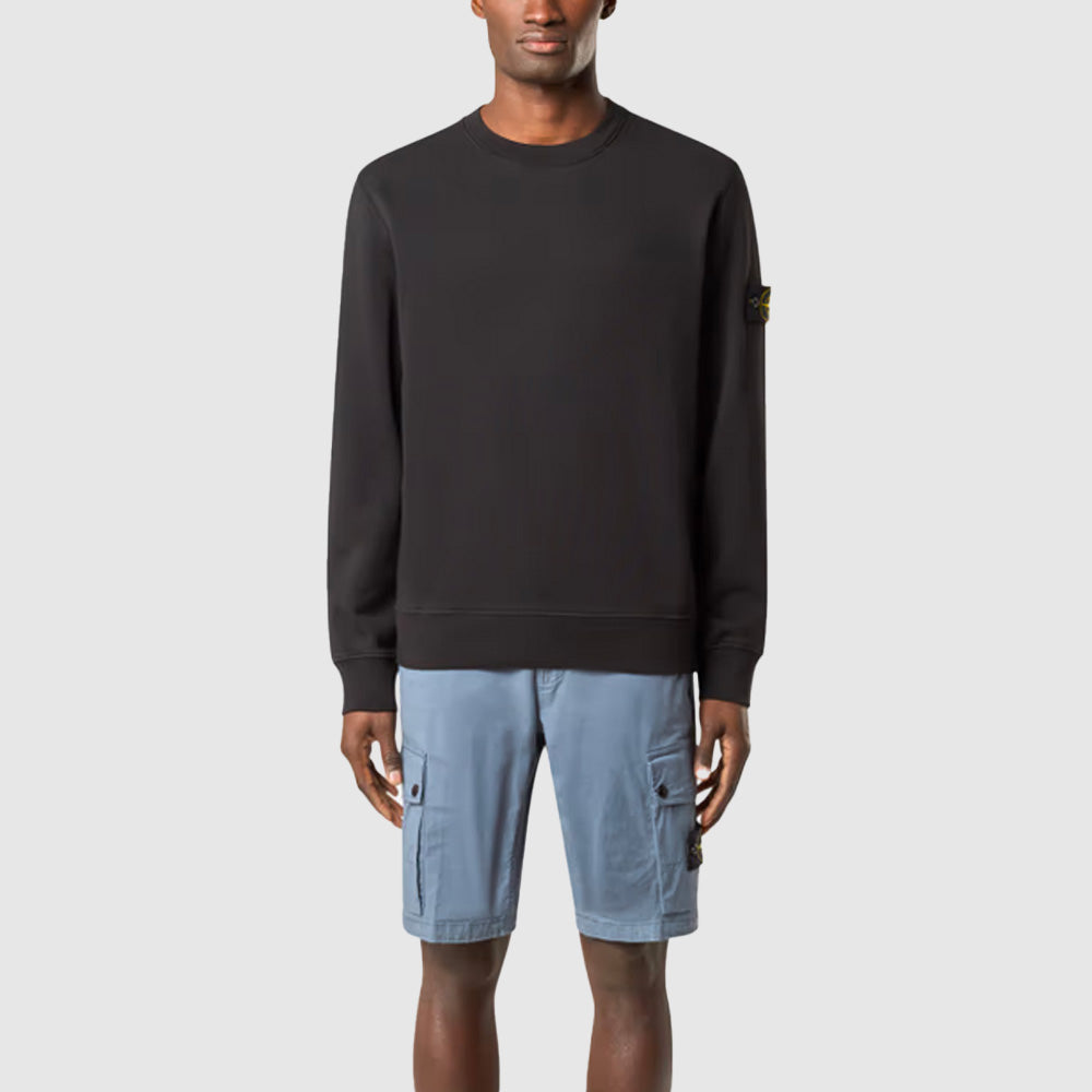 Sweatshirt Col Rond à Détails Côtelés