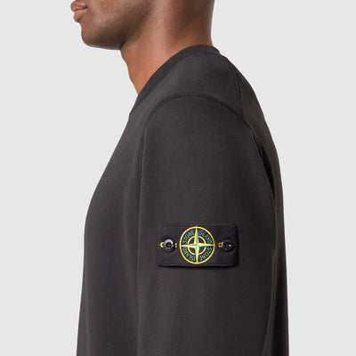 Sweatshirt Col Rond à Détails Côtelés