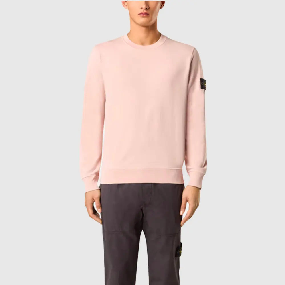 Sweatshirt Col Rond à Détails Côtelés